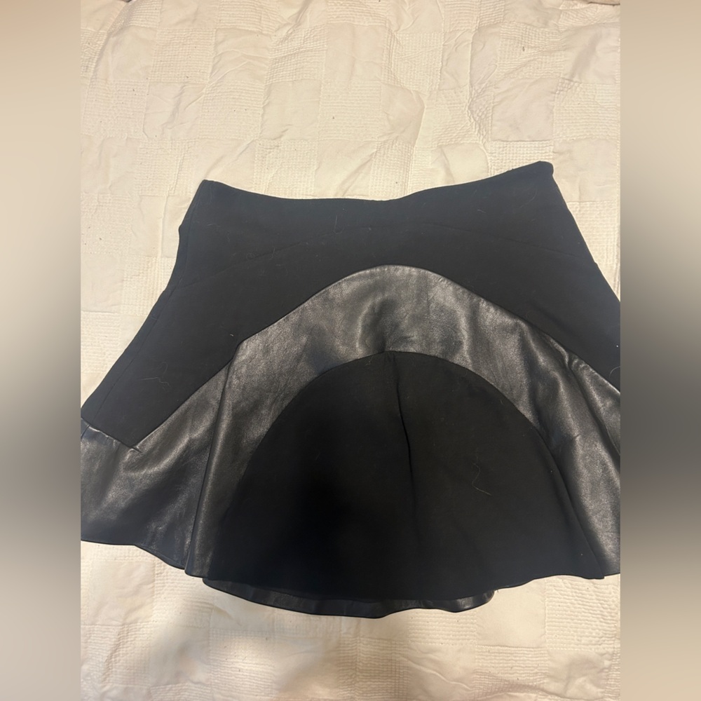 Diane Von Furstenberg Black and Leather Skater Skirt